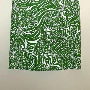 Ann Taylor Loft Petites Silk Blend Pencil Skirt 6P Green White Floral Office